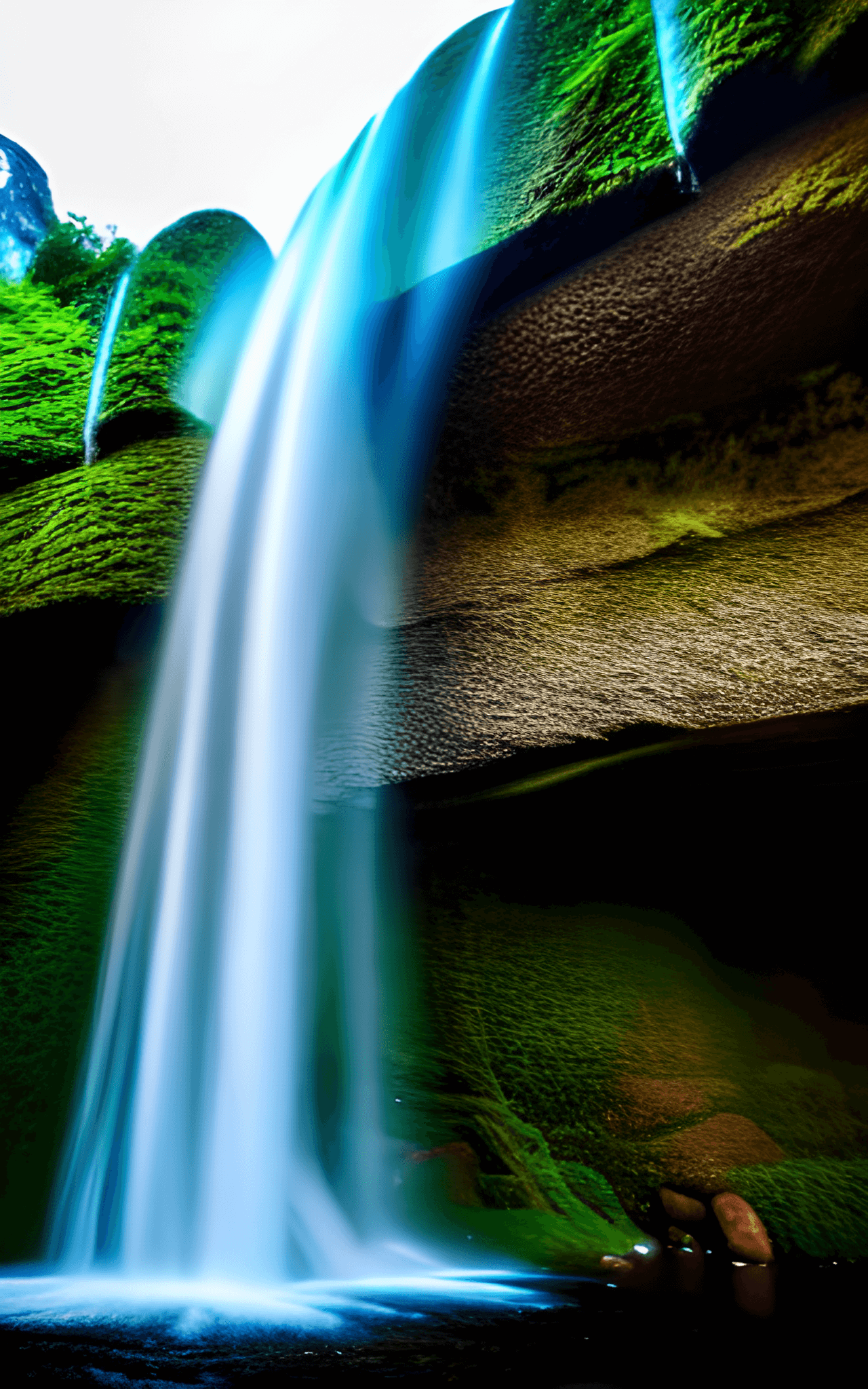 A waterfall cascading into a pool of water. - Water, waterfall