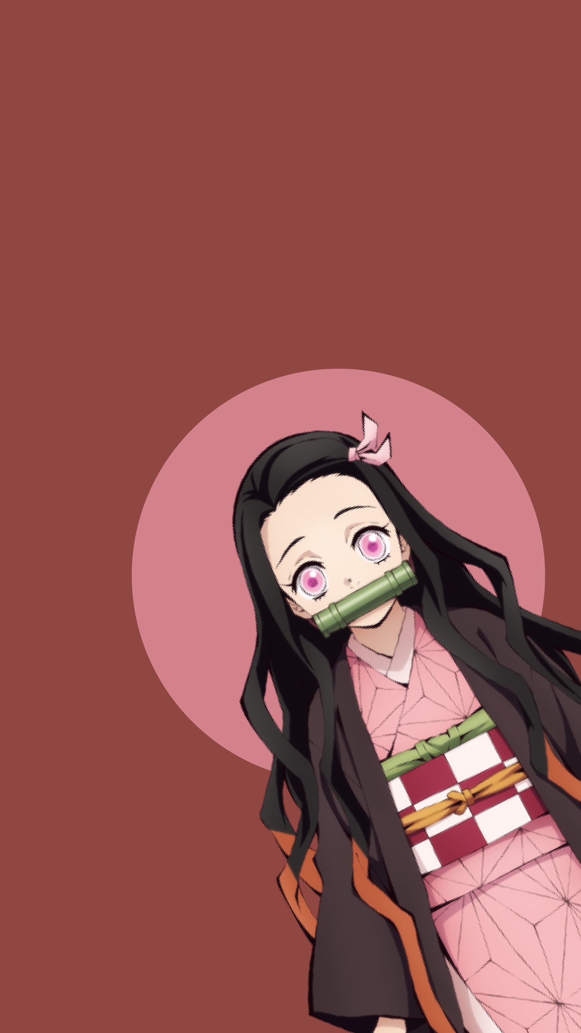 Anime girl with long hair and a mask - Nezuko