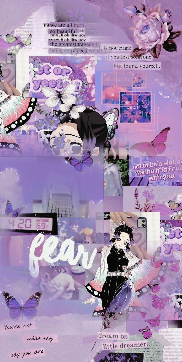 A collage of pictures with different words - Nezuko