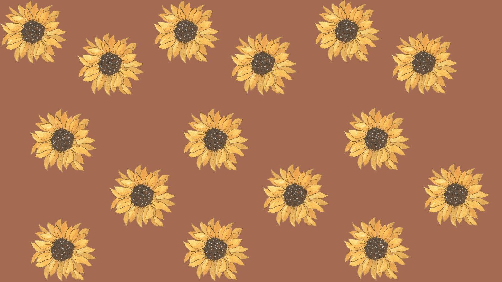 A pattern of sunflowers on brown background - Sunflower