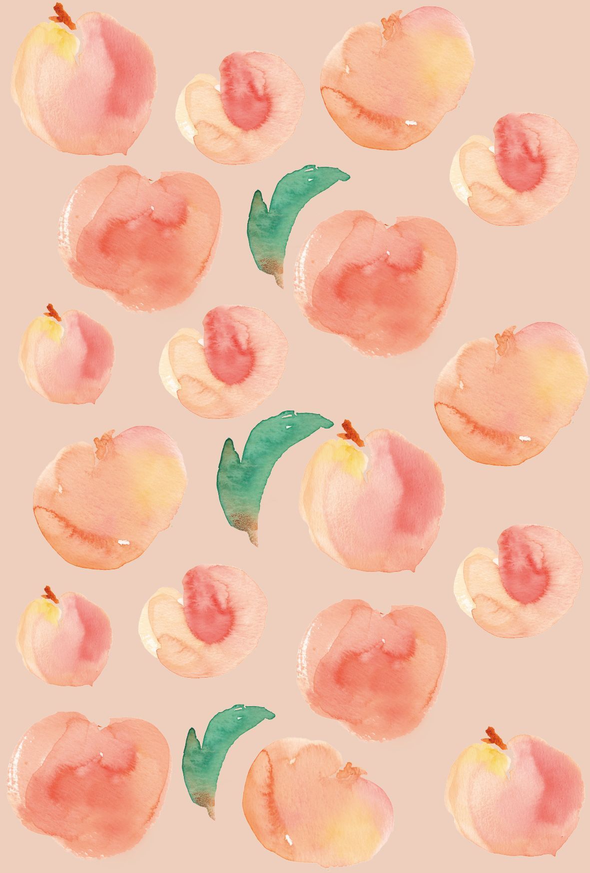 A pattern of peaches and leaves - Peach, fruit