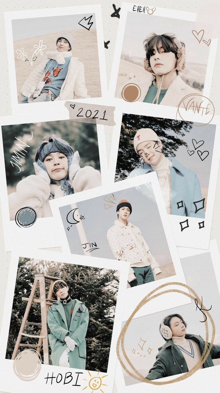BTS 2021 polaroid collage wallpaper - BTS