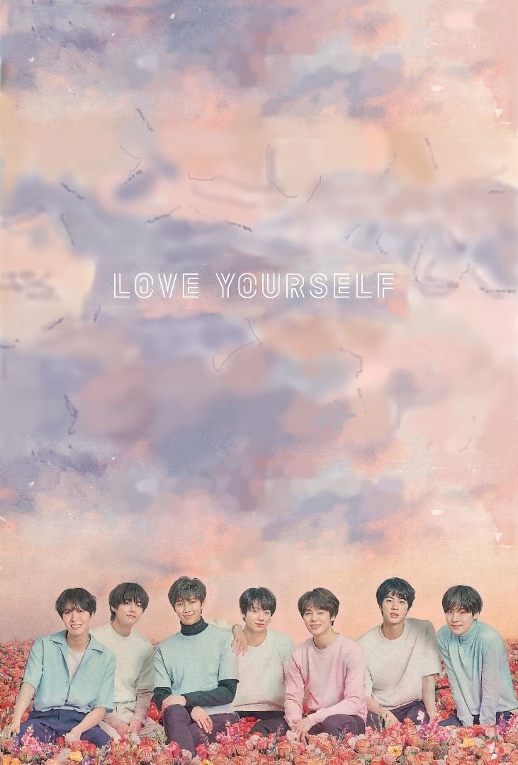 A poster with the words love yourself - BTS, profile picture, Jimin, Jungkook