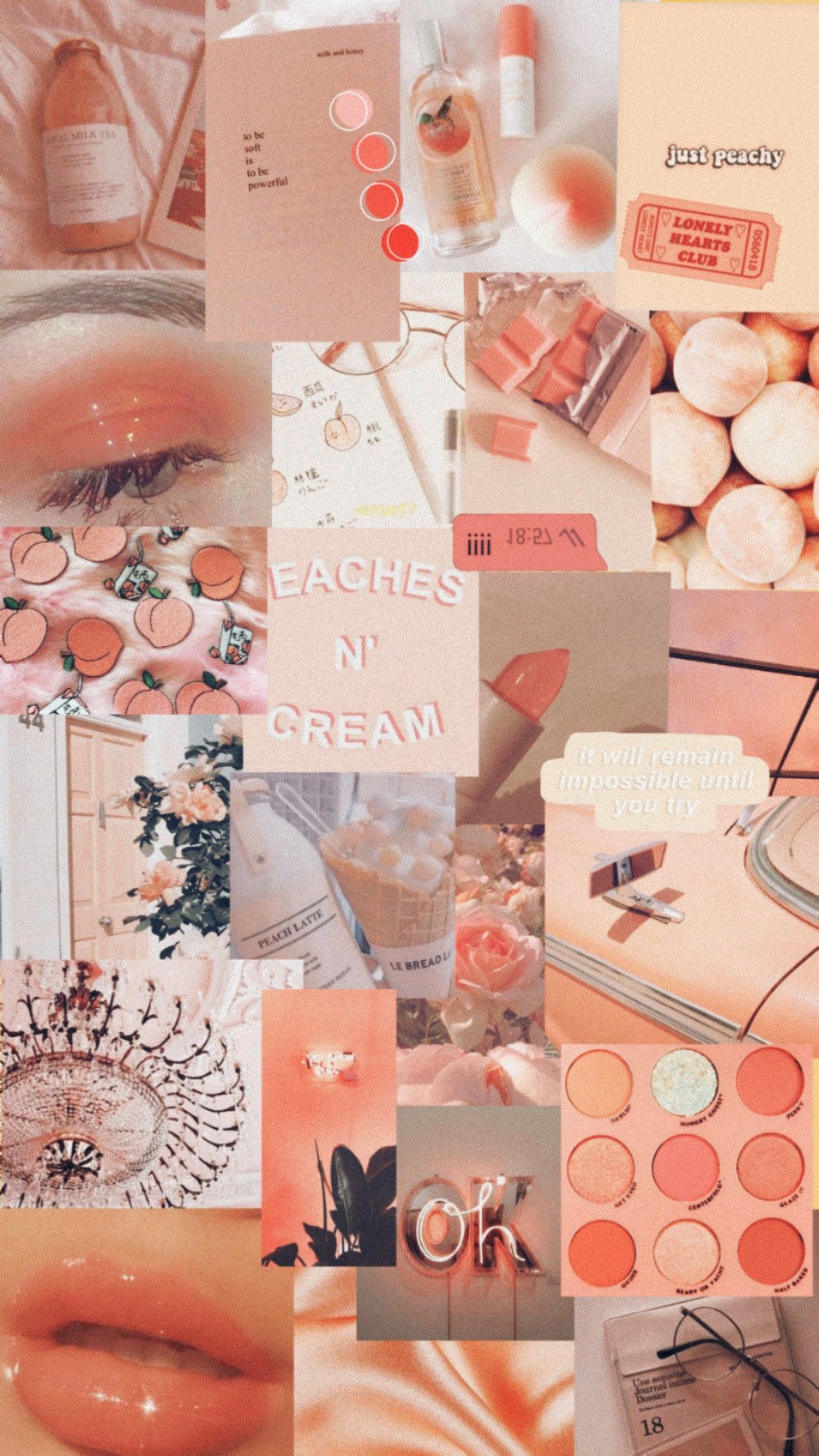 A collage of pictures with pink and orange - Peach