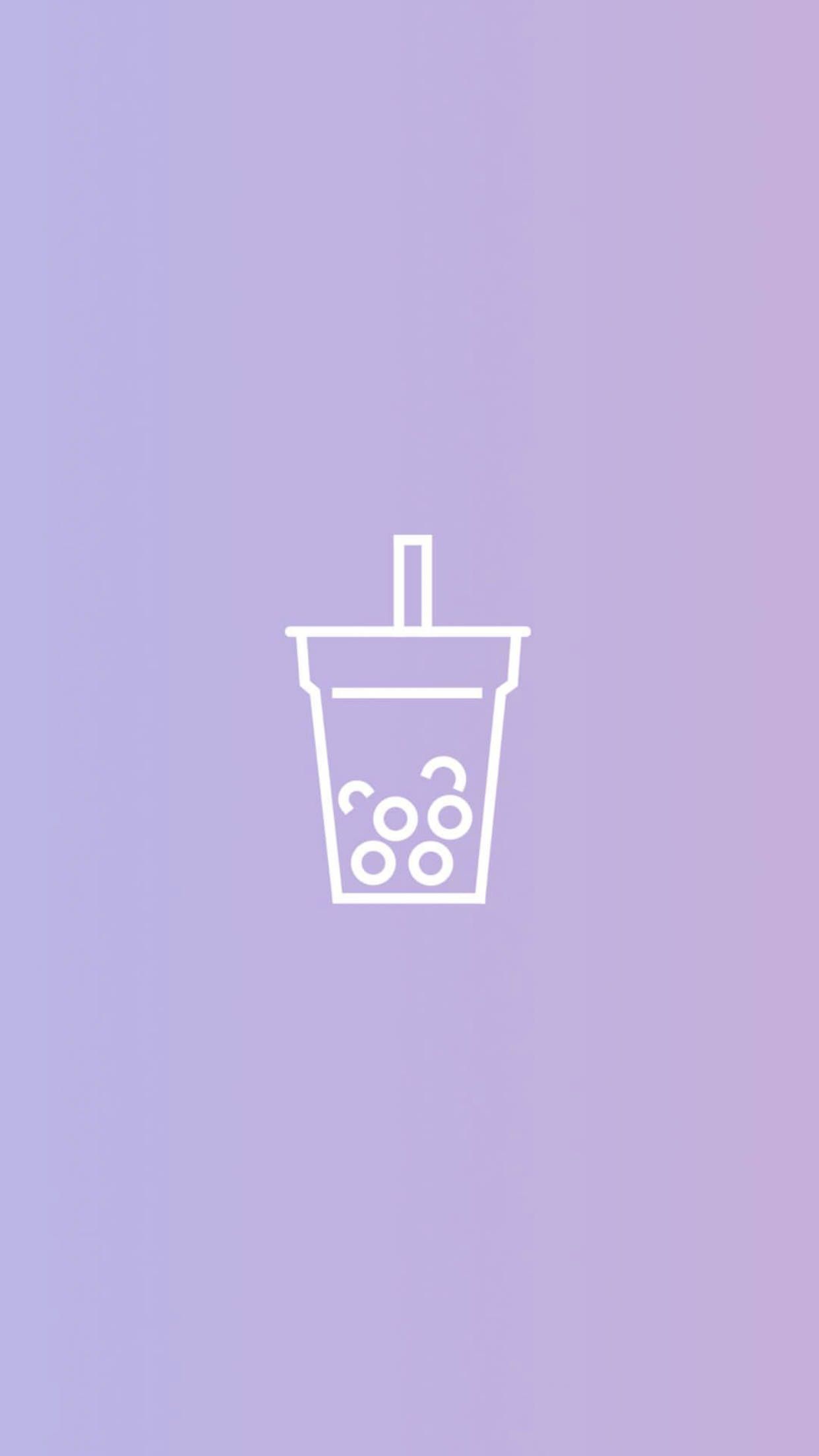 A purple and white graphic of a bubble tea - Boba