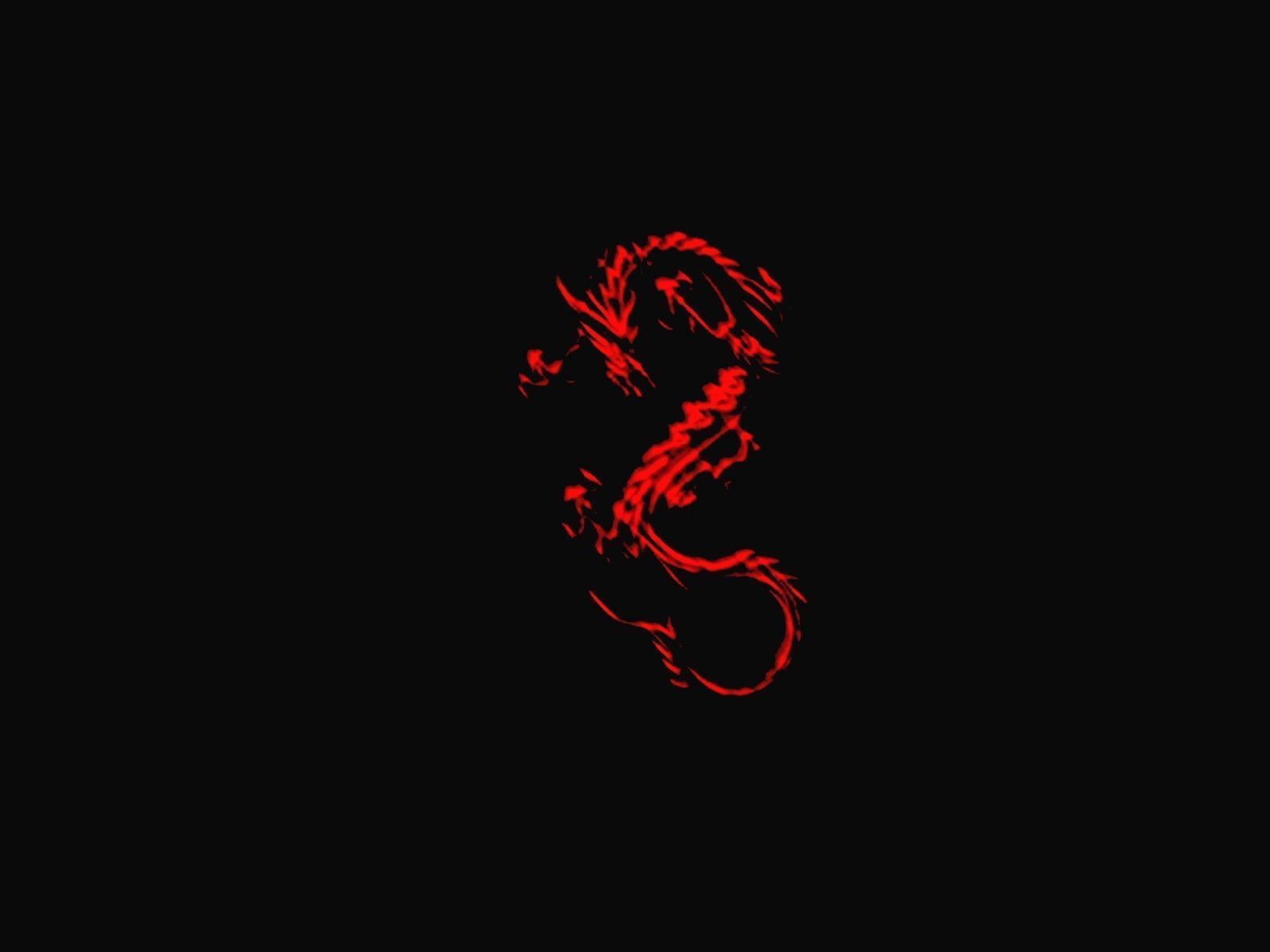 A black background with red flames - Dragon