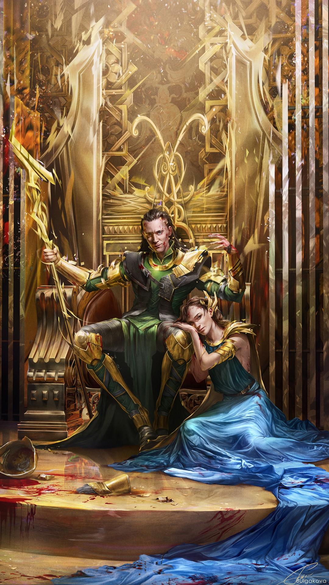 A man and woman sitting on the throne - Loki