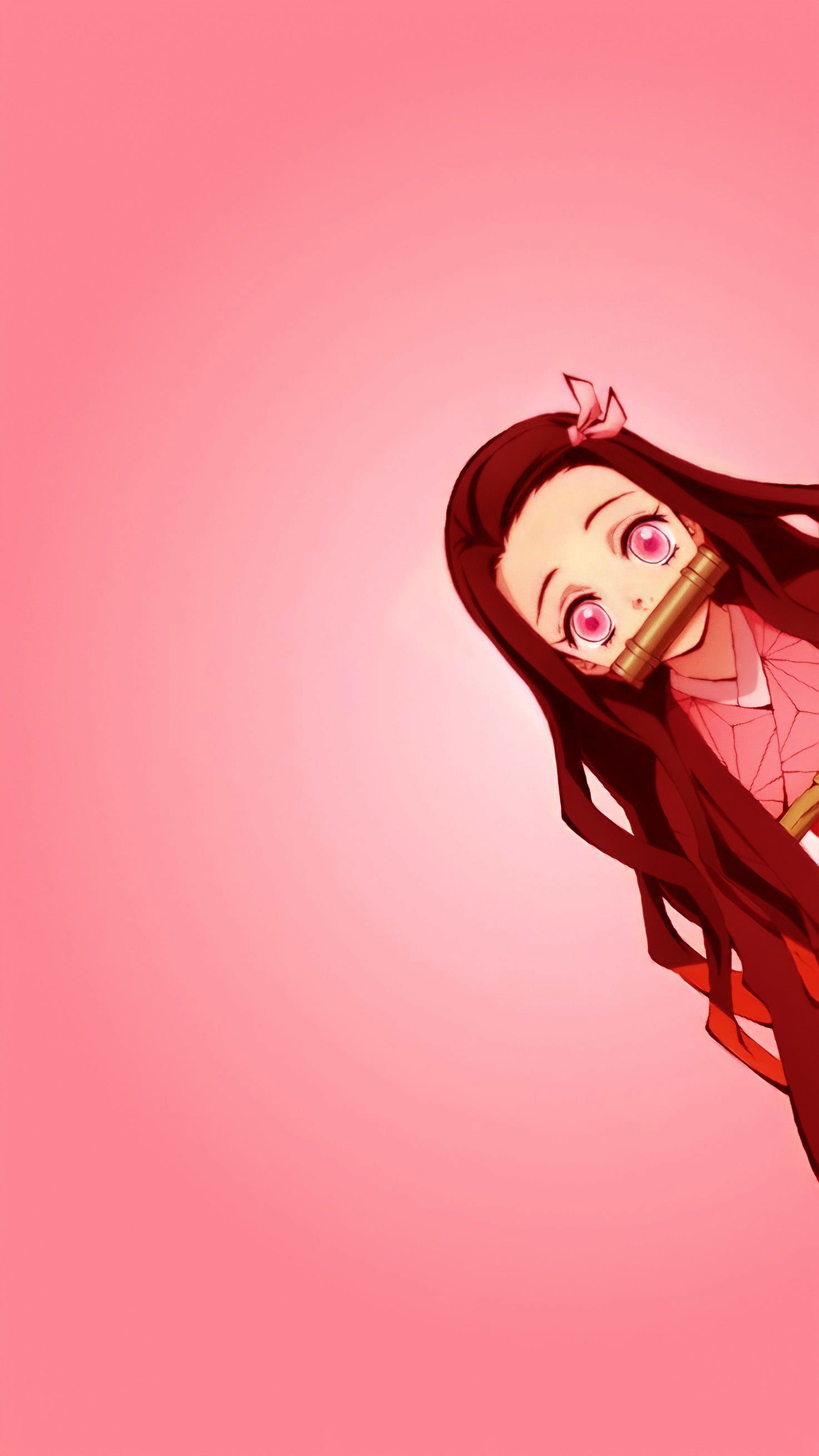 A cartoon character with long hair and red eyes - Nezuko, profile picture