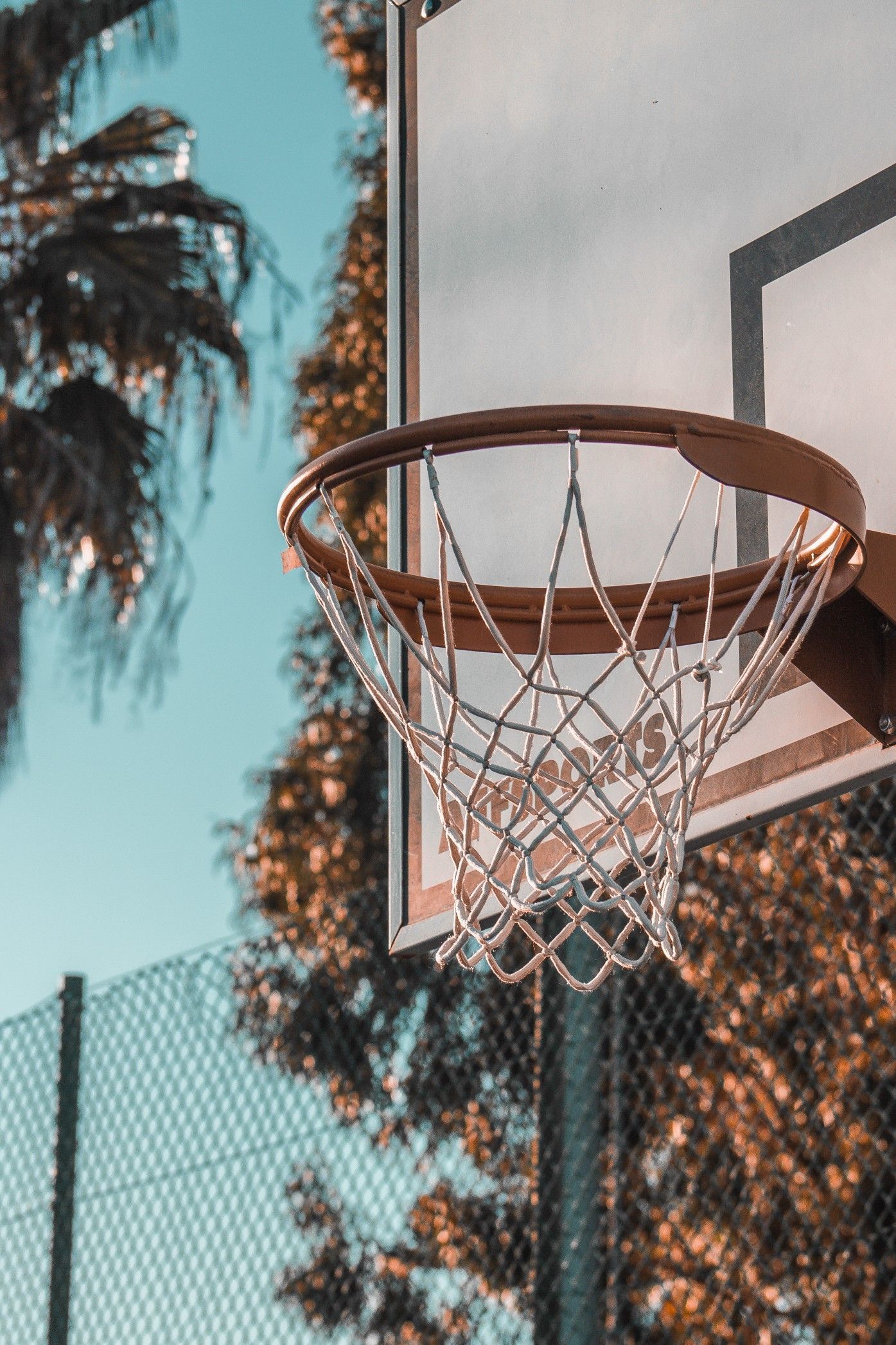 A basketball hoop with the net open - Basketball