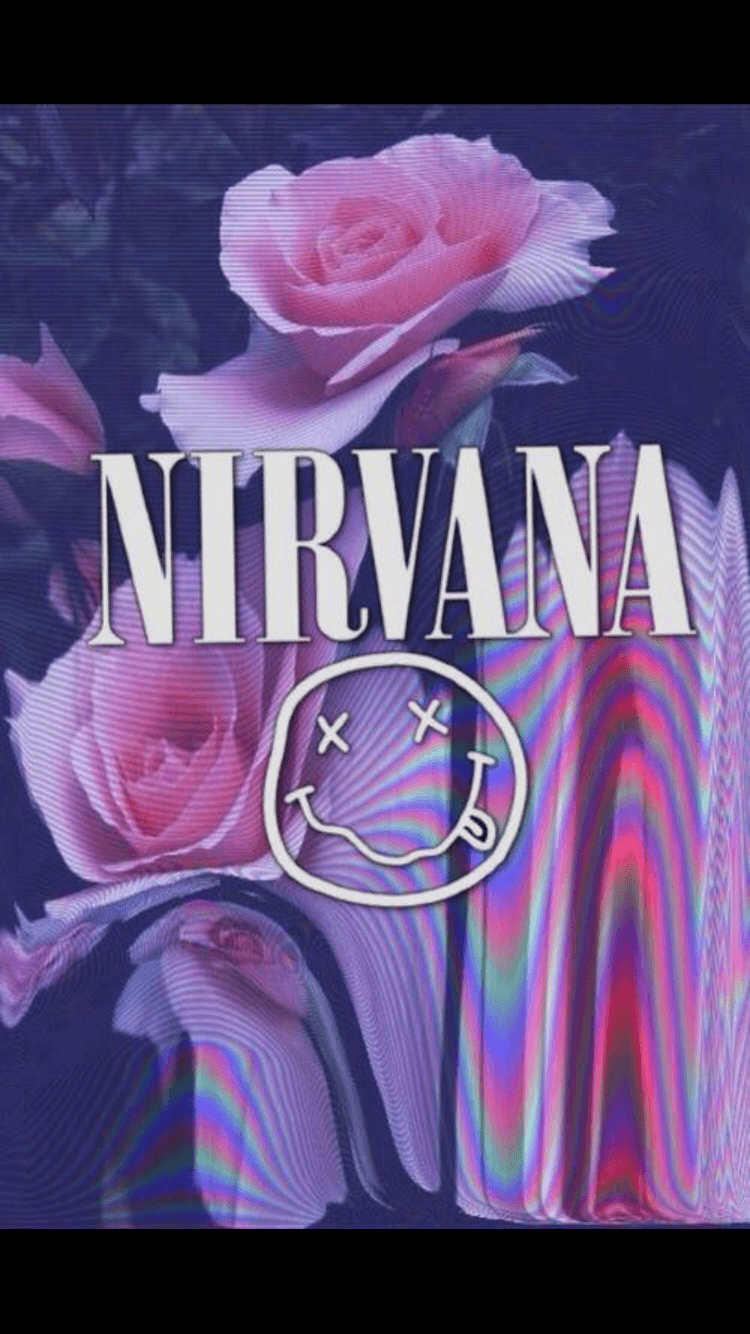 Nirvana - the smiley face of a person with pink flowers - Nirvana