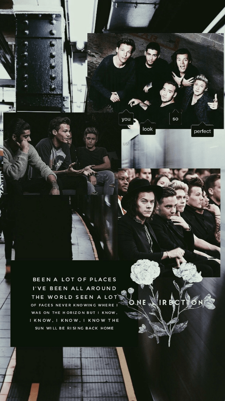 A collage of pictures with text on them - One Direction