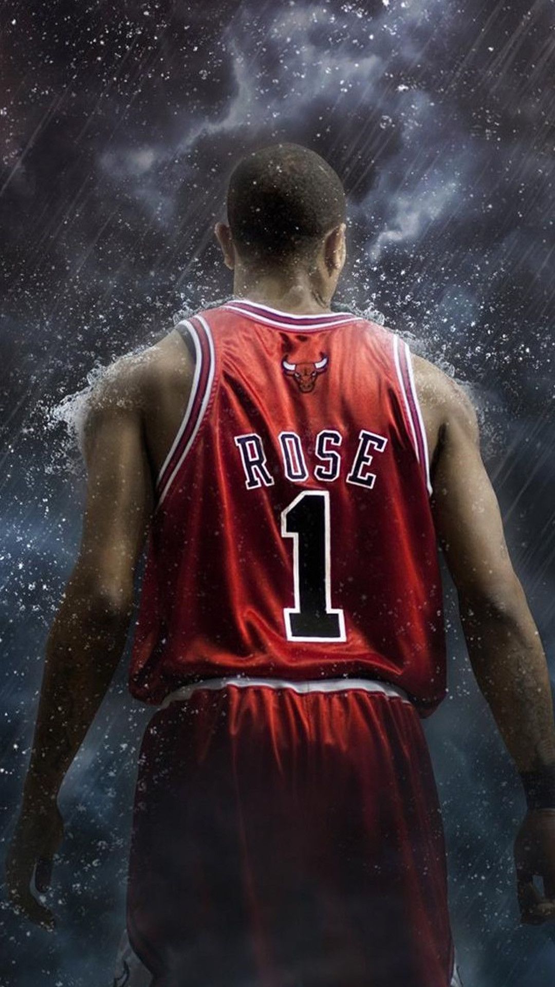 A man in red basketball uniform standing under rain - Basketball, NBA