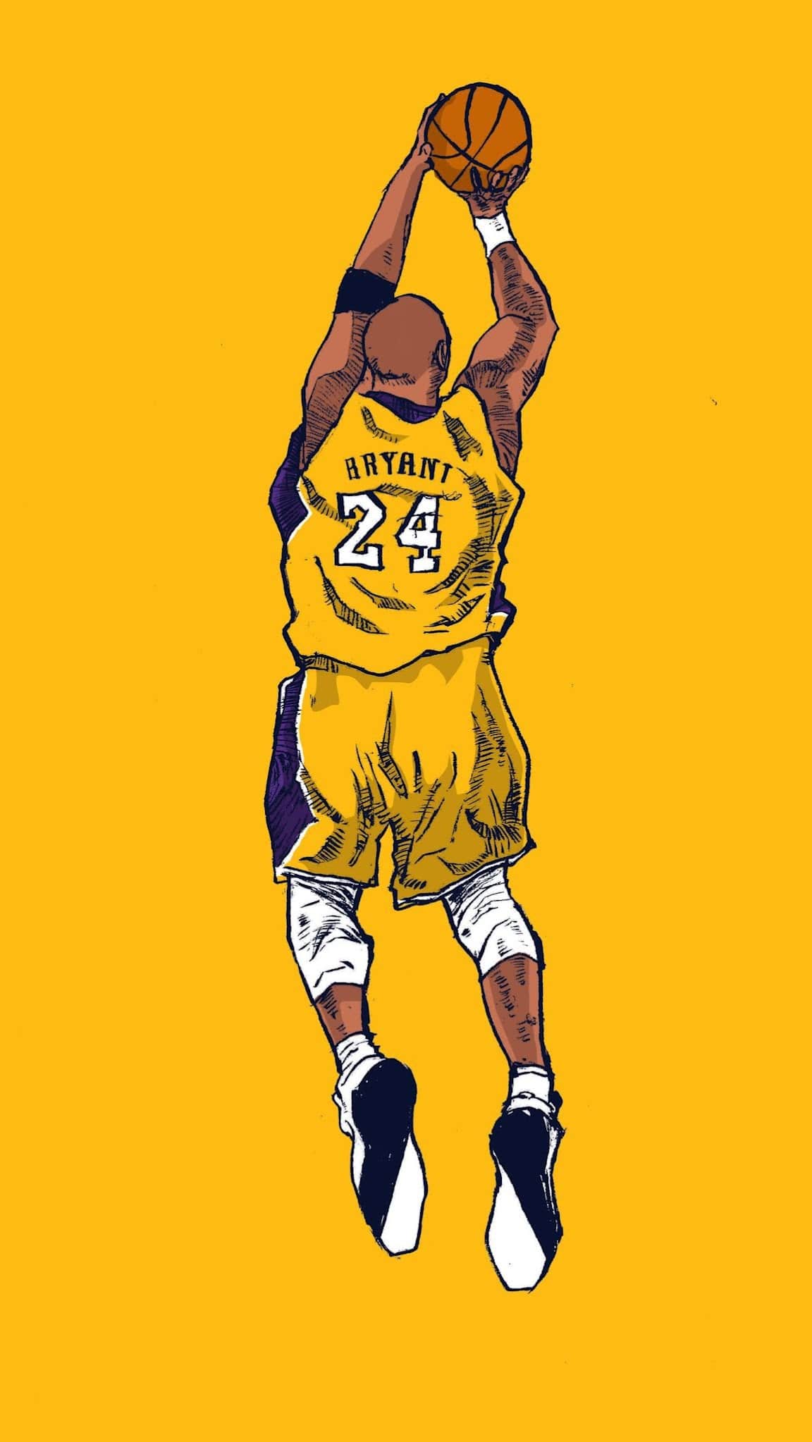 A drawing of kobe bryant jumping for the ball - Basketball
