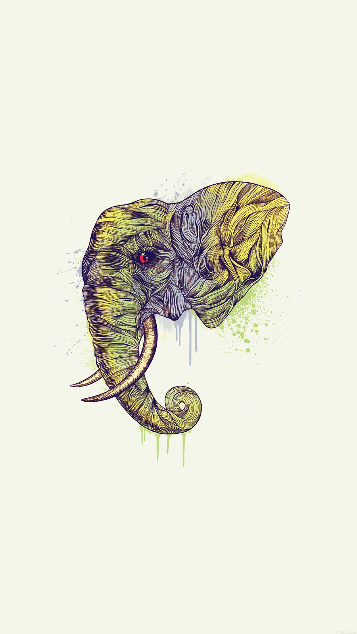 iPhone X wallpaper. elephant art yellow illust drawing animal