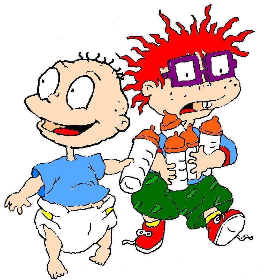 Cartoon characters with bottles in their hands - Rugrats