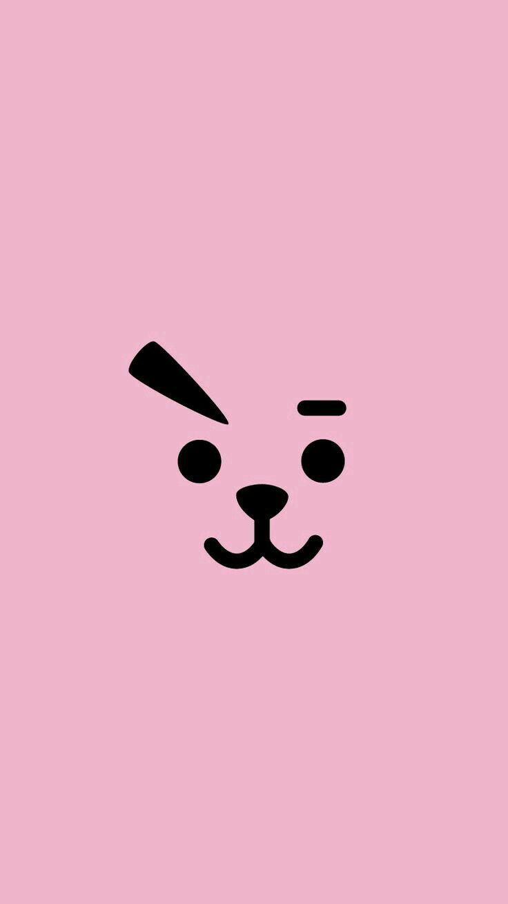 A cute minimalist wallpaper of Cooky from BT21, with a pink background and a simple design. Perfect for any BTS or K-pop fan! - BT21