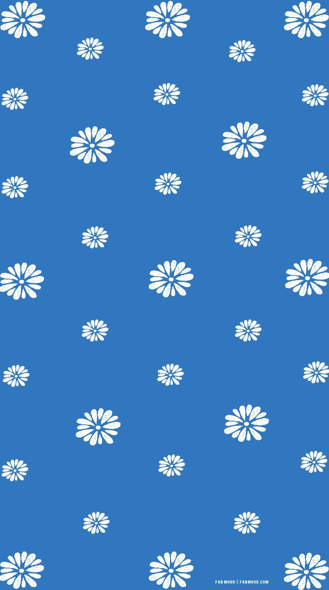 Blue and white flower pattern wallpaper for your iPhone from the 1920x1080 - Daisy, November, illustration