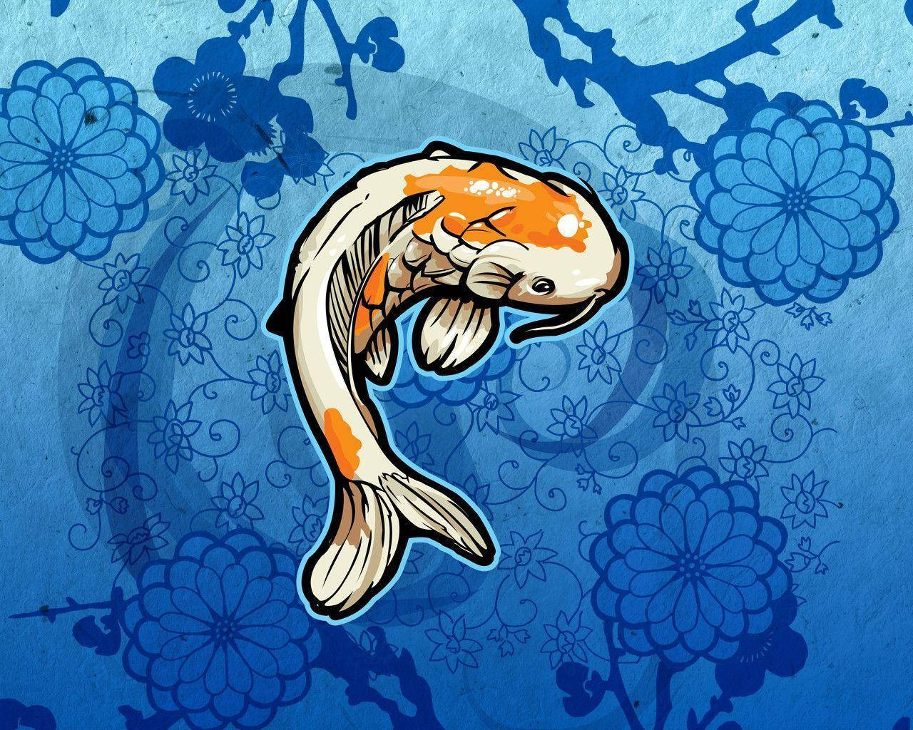 Download Koi Fish Blue Wallpaper