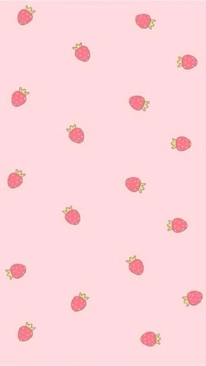 Strawberry pattern, cute backgrounds, pink background, phone wallpaper - Strawberry