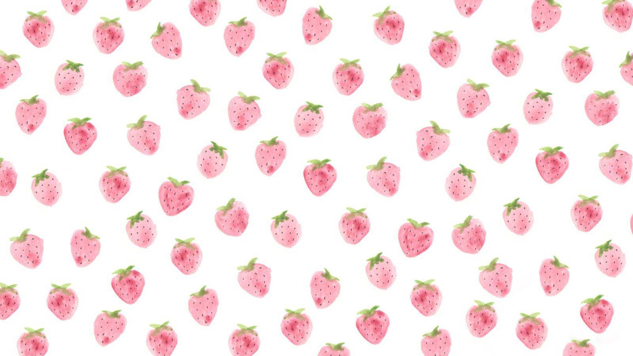 Download Cute Pink Strawberry Painting Wallpaper