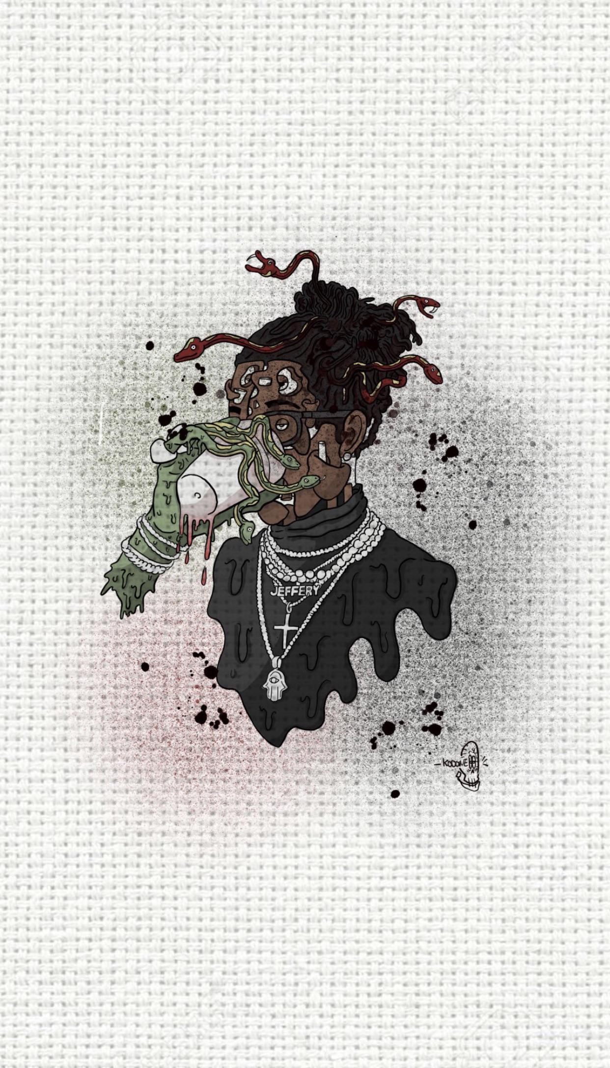 IPhone wallpaper of 21 Savage, with a snake coming out of his mouth - Slime