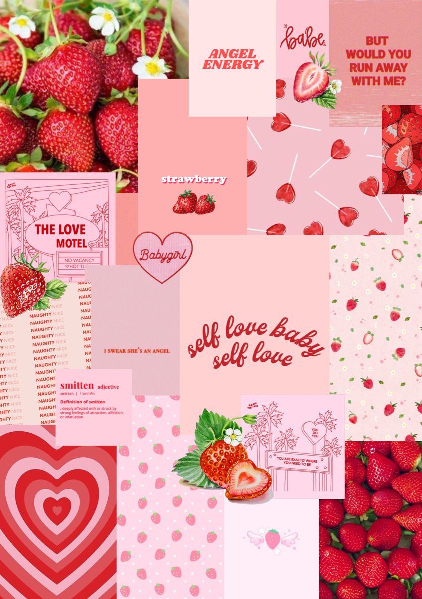 Aesthetic moodboard strawberry themed. Strawberry, Wallpaper iphone cute, iPhone wallpaper tumblr aesthetic
