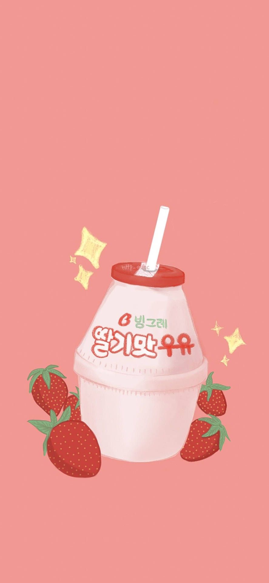 Download Strawberry Milk Cute iPhone Wallpaper