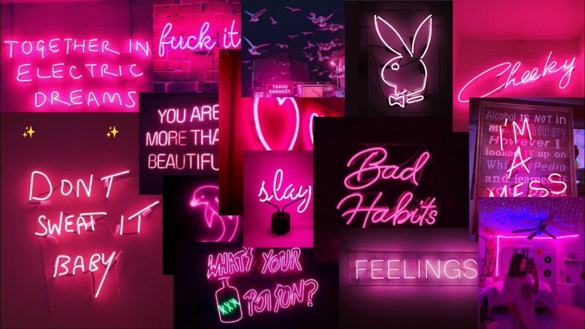 Neon Pink Aesthetic Wallpaper For PC Laptop - ✨
