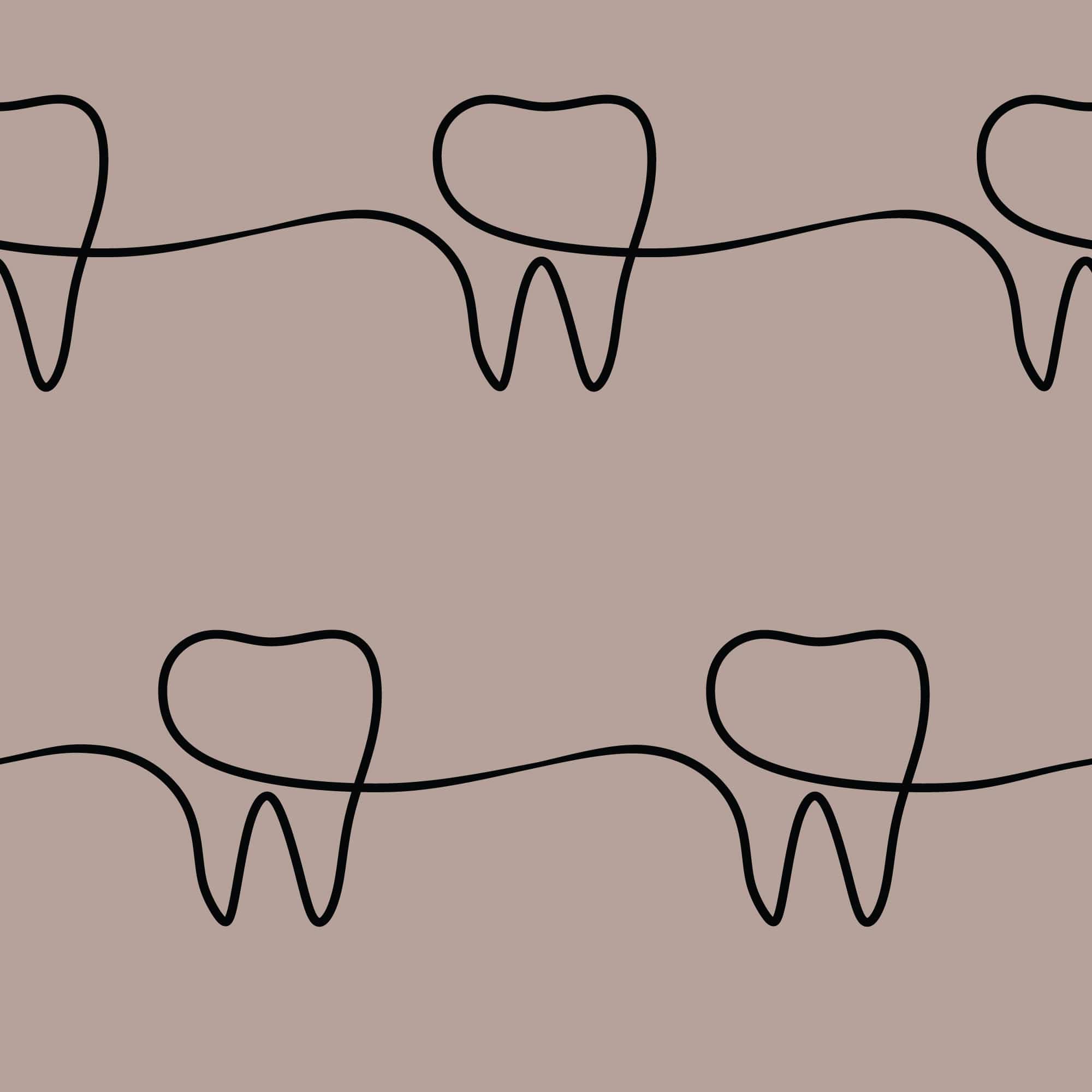 A line drawing of teeth on brown background - Dentist
