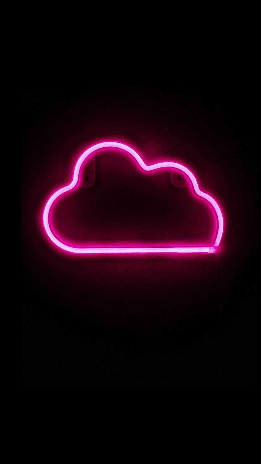 A pink neon sign in the shape of a cloud - Neon pink, hot pink, cute pink, pink, light pink
