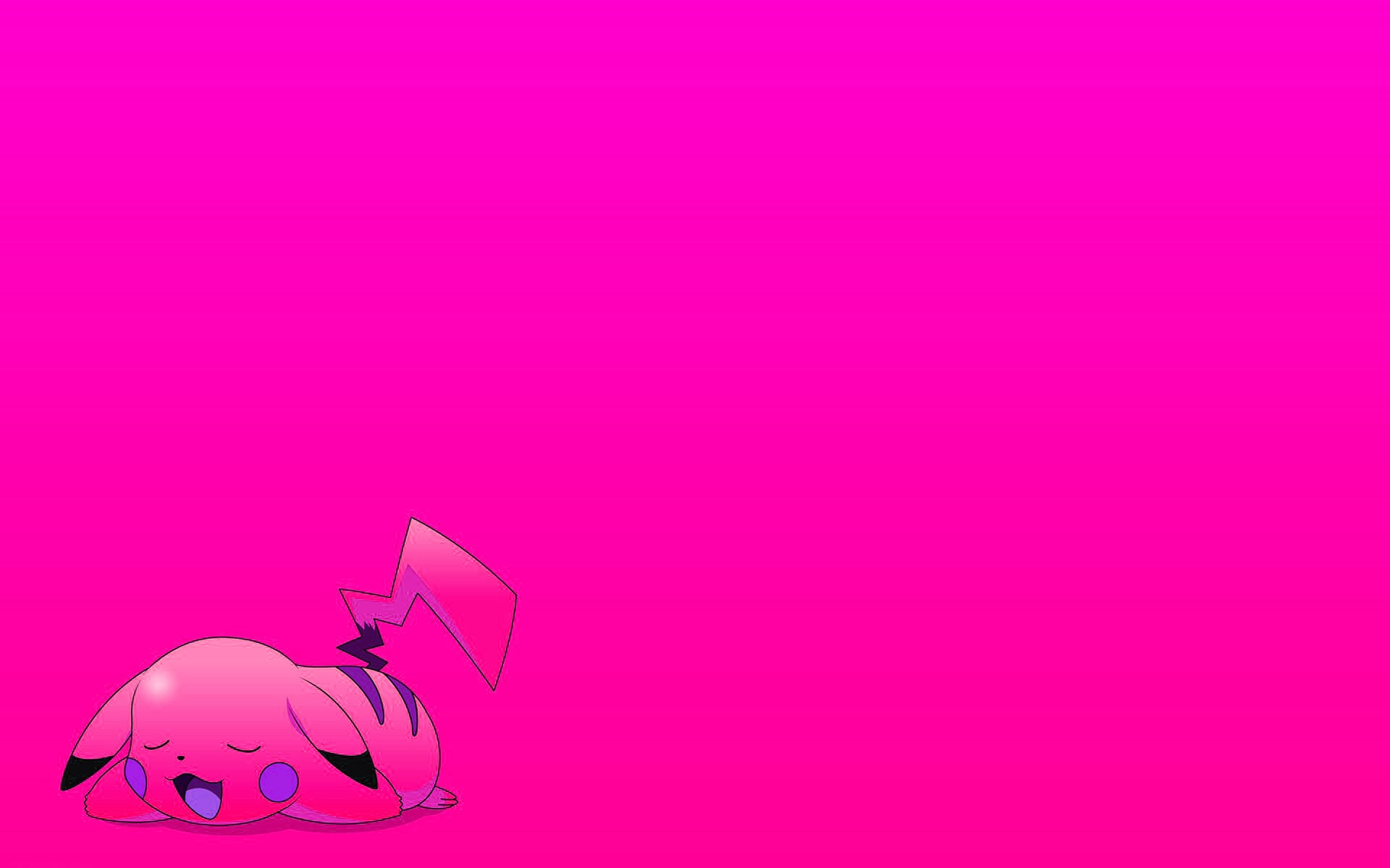 A pink sleeping Ditto with a pink background - Pikachu