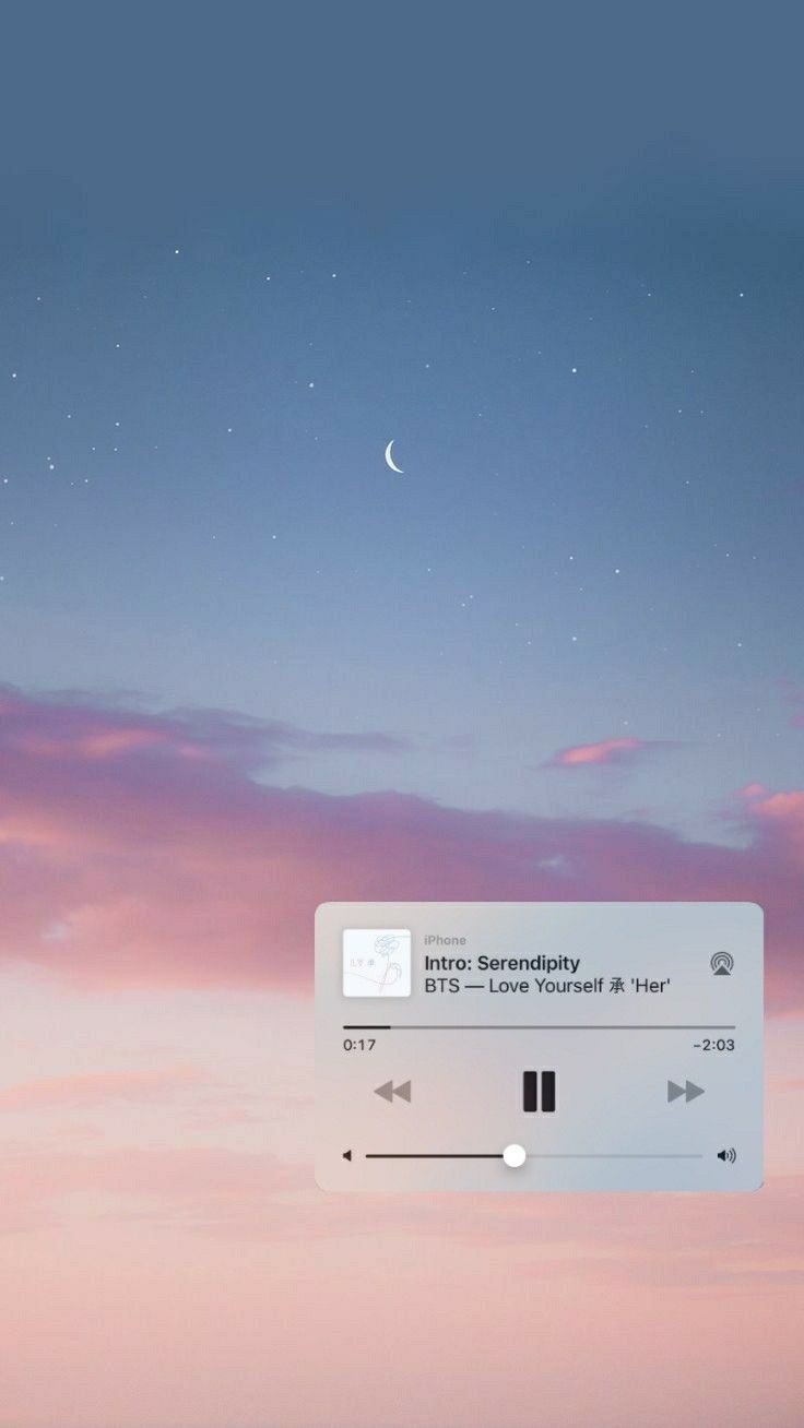 Aesthetic phone background of a music player playing BTS's 