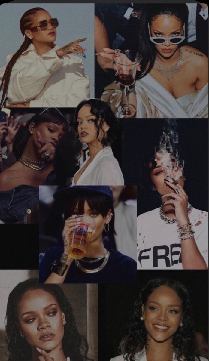 A collage of pictures featuring rihanna - Rihanna