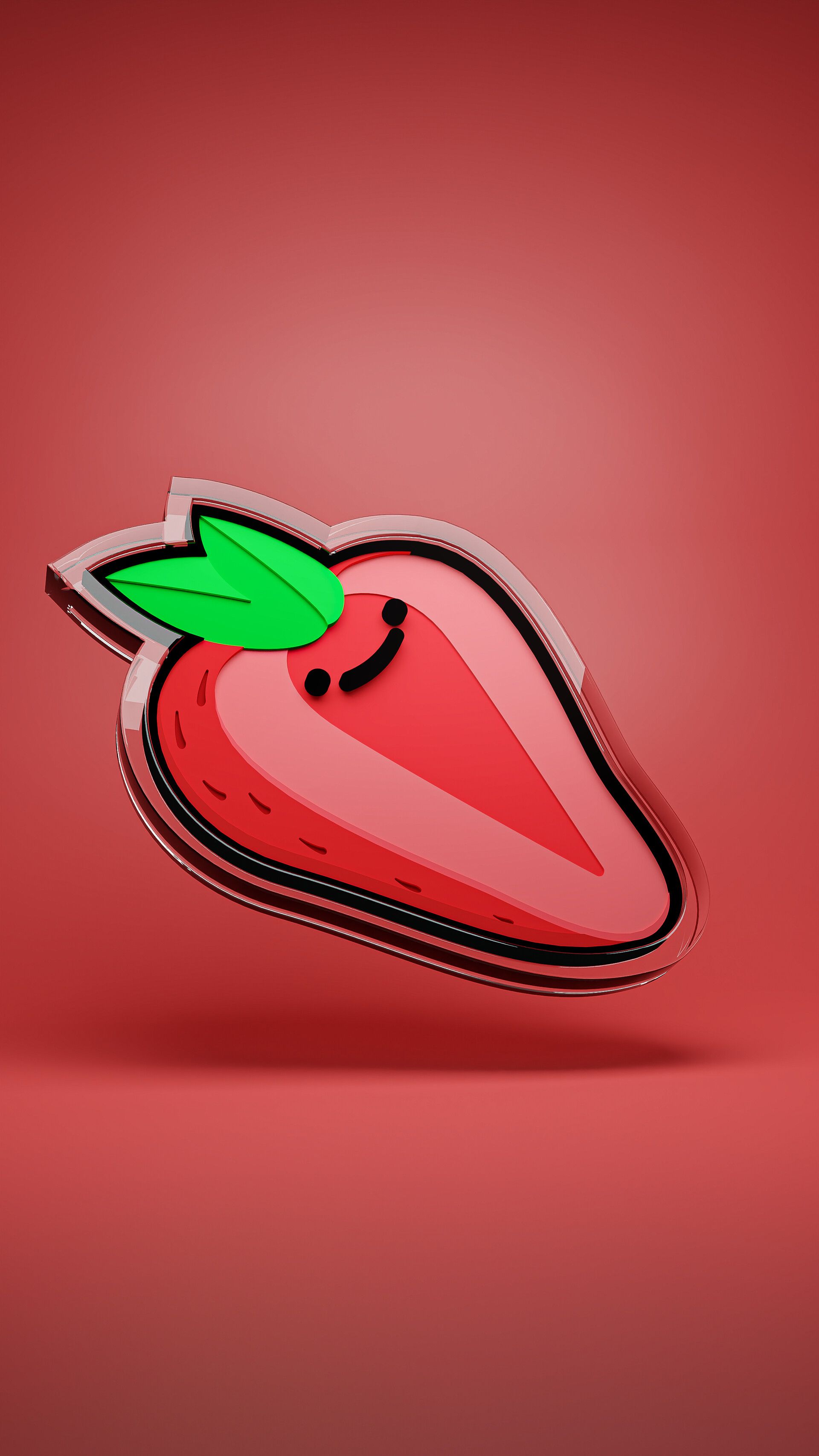 A sticker of an apple with green leaves - Strawberry