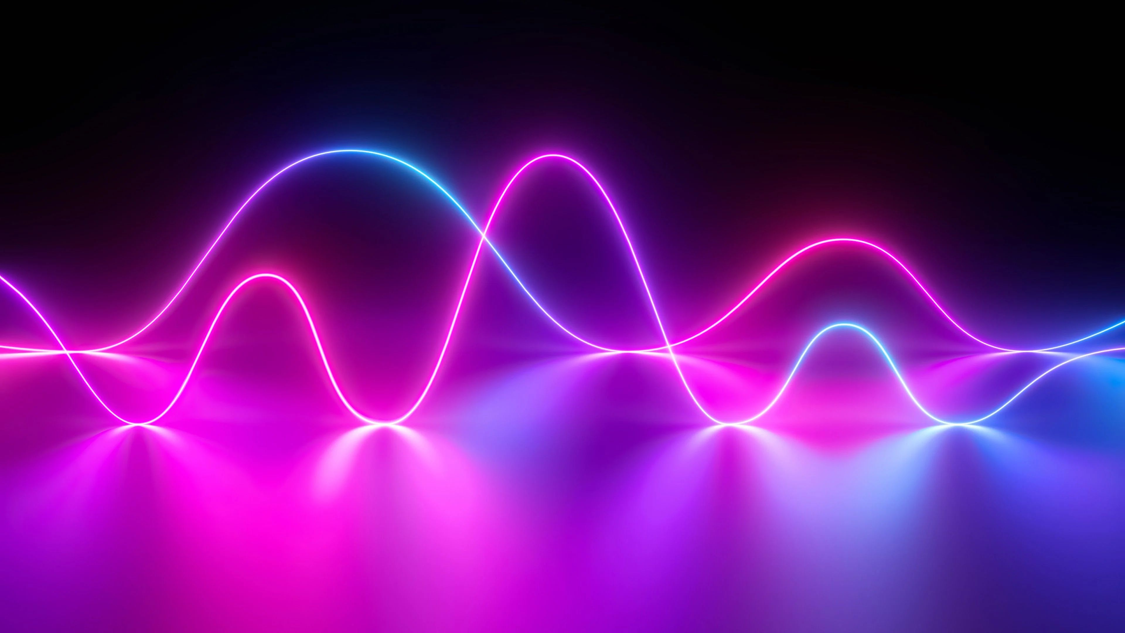 A neon wave background with black and pink colors - Neon pink