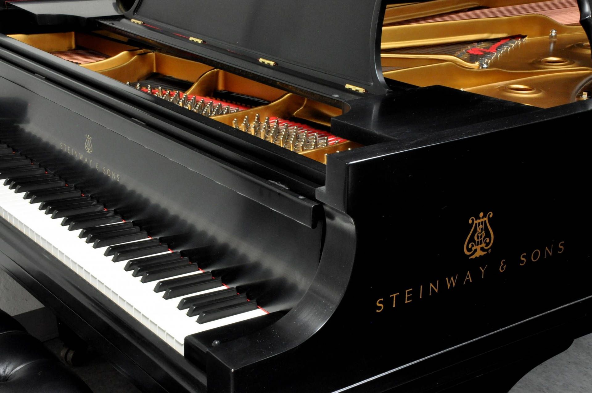 A black piano with the name steinway & sons on it - Piano