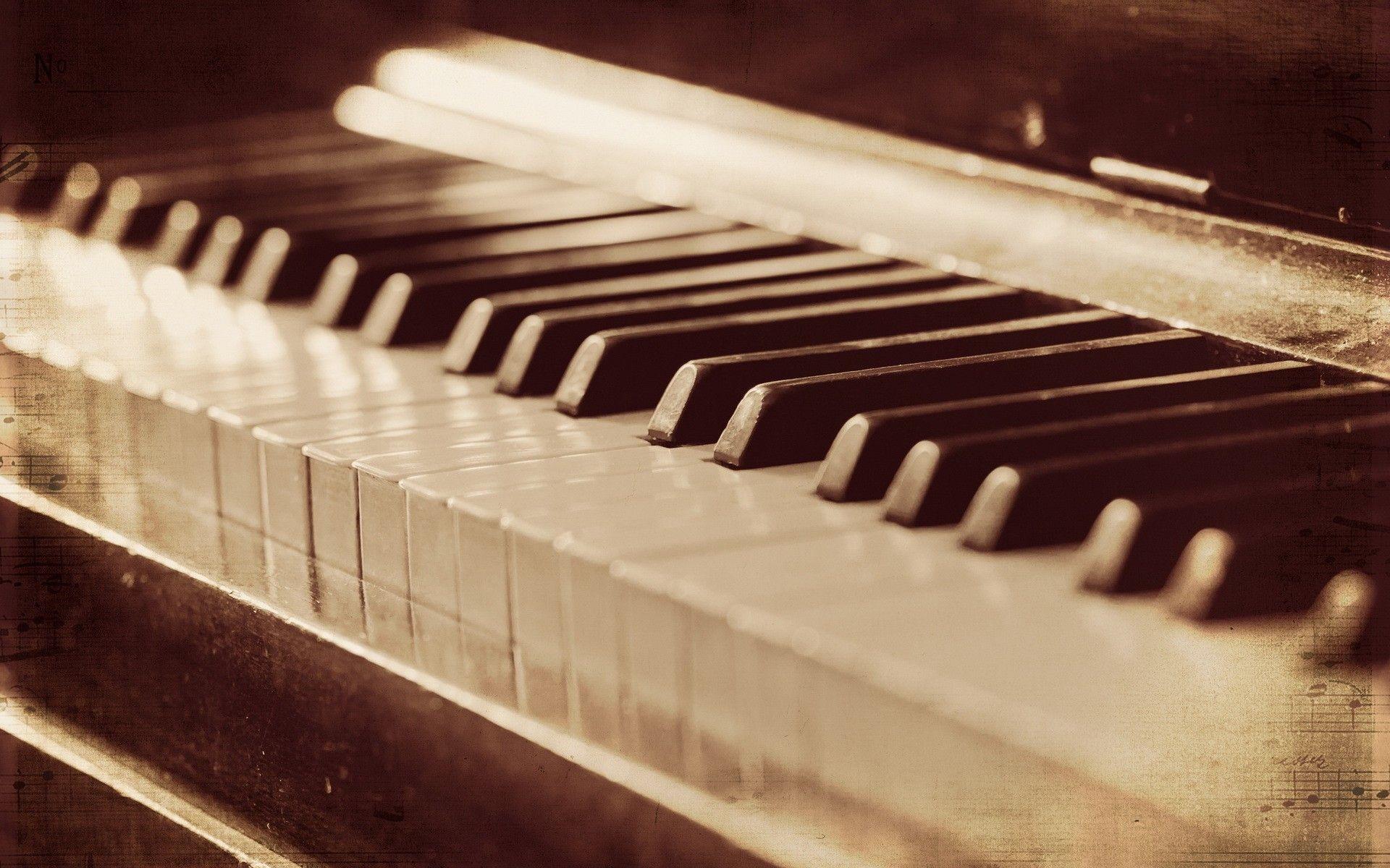 Sepia photograph of a piano keyboard - Piano