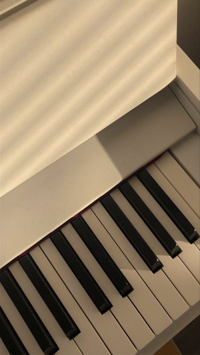 A close up of a piano keyboard with the sun shining on it. - Piano