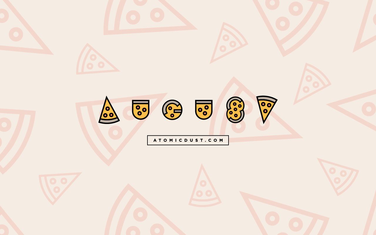 A pizza slice with the word august on it - Pizza