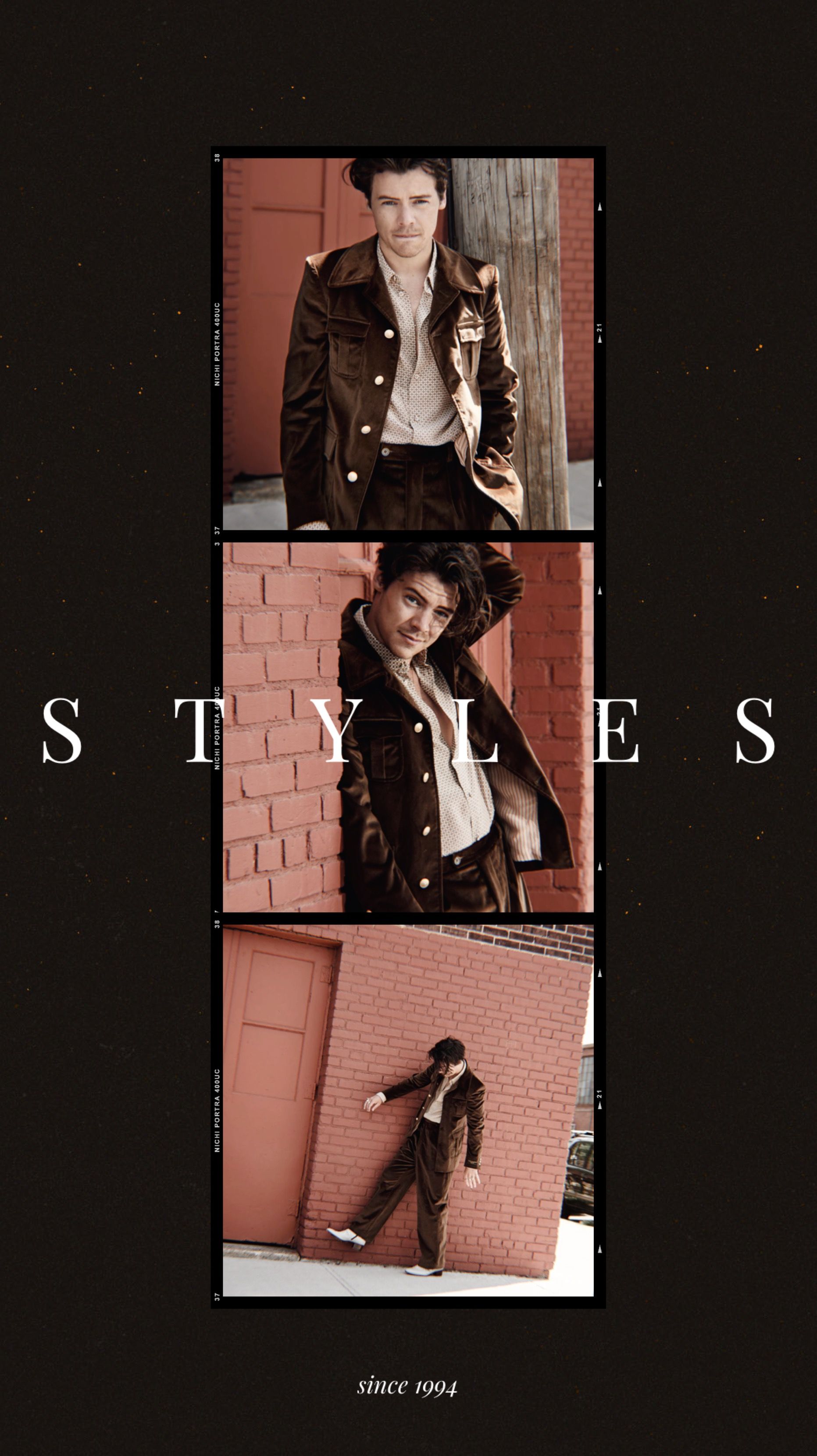A poster that has three pictures of the same person - Harry Styles
