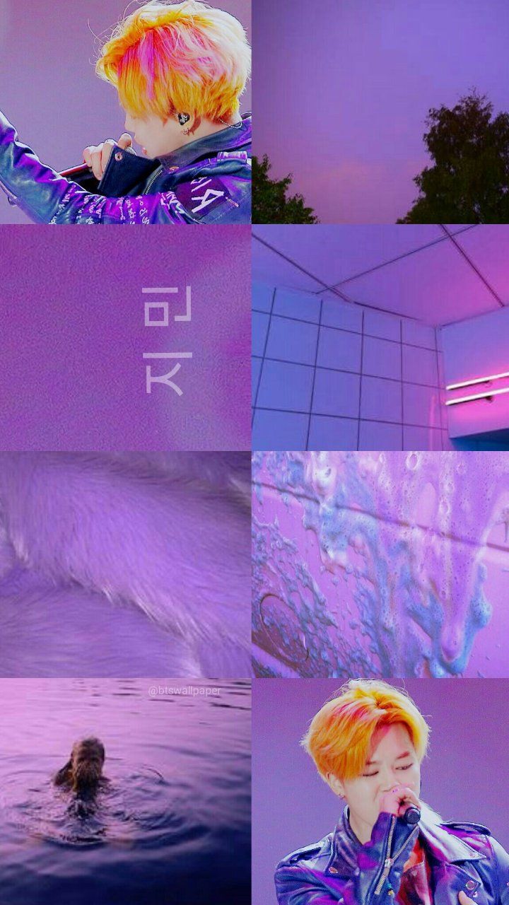 A collage of pictures with different colors and words - Jimin