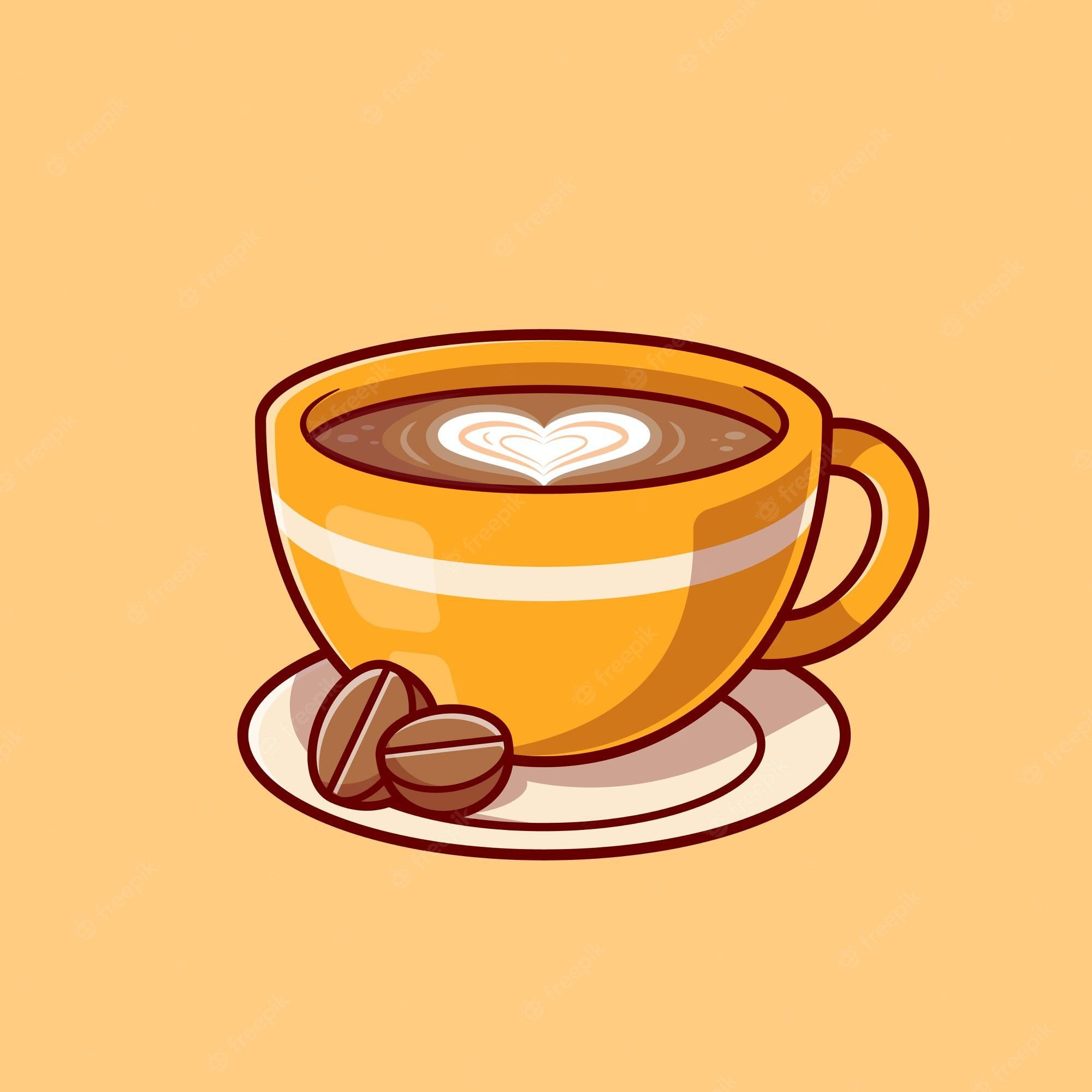 Coffee cup with a heart and beans - Coffee