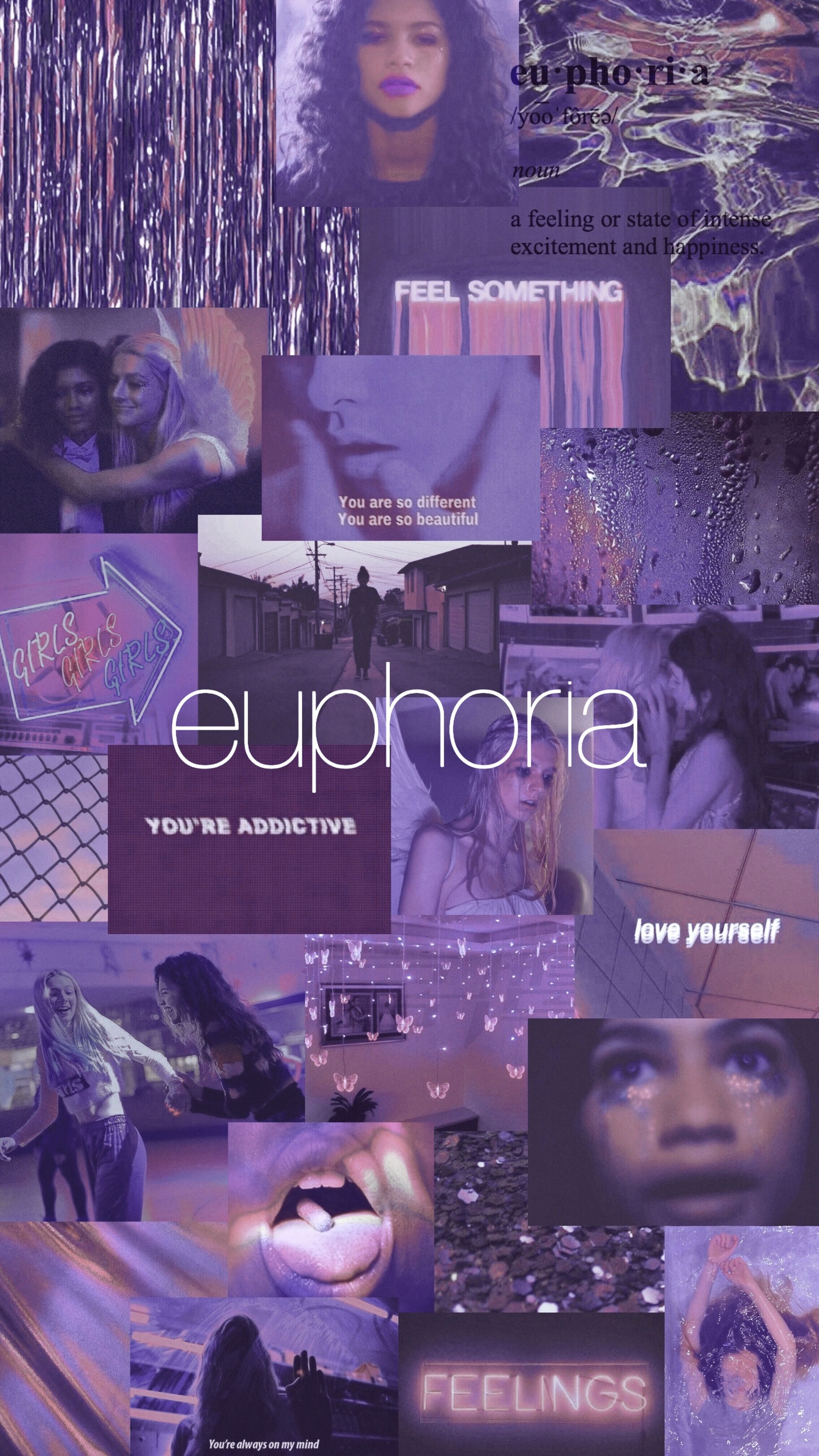 Euphoria wallpaper / Rue x Jules. Purple aesthetic, Euphoria, iPhone wallpaper tumblr aesthetic