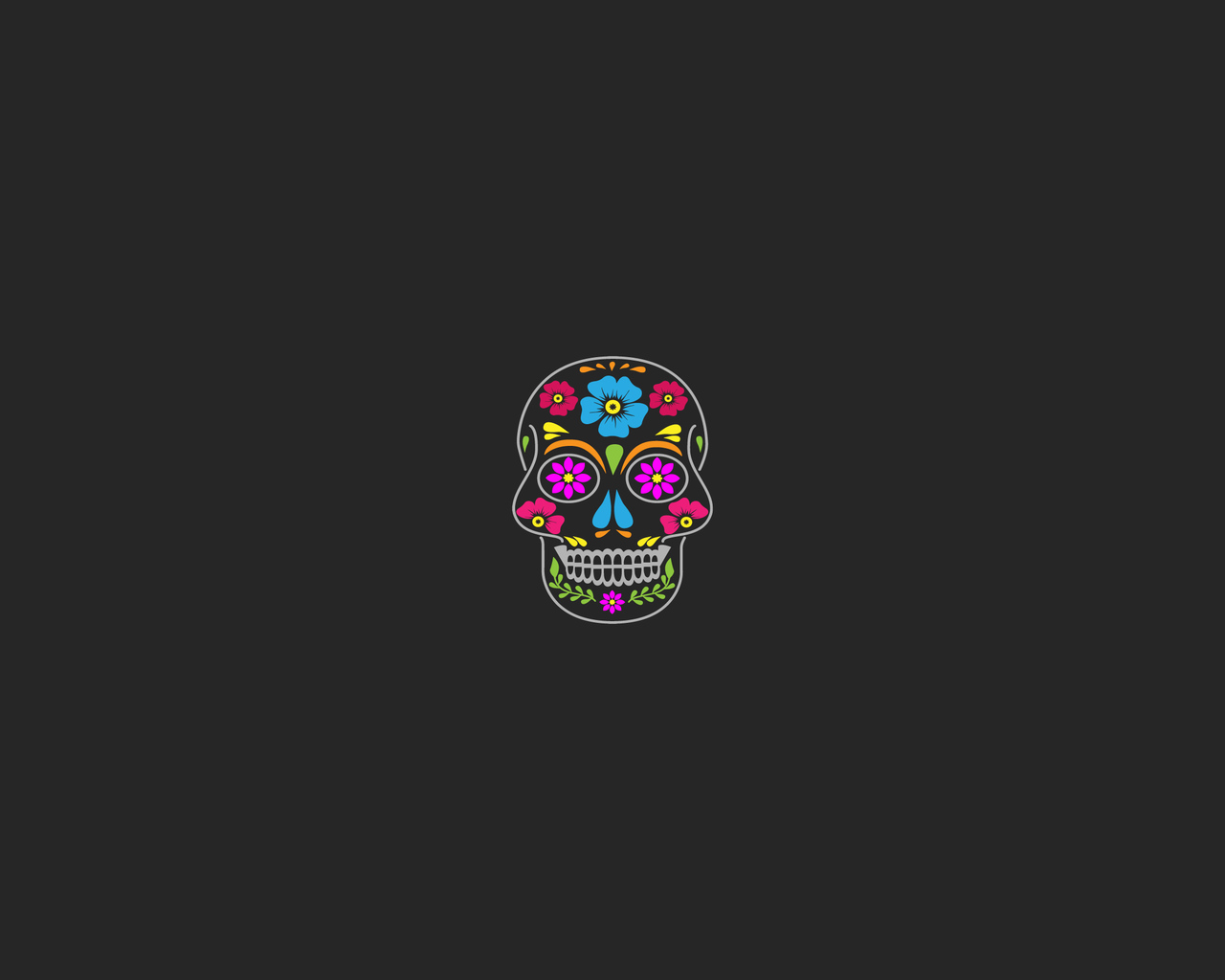 Day of the dead sugar skull with floral pattern isolated on black background. Dia de los muertos. Halloween. Vector illustration. - Skull