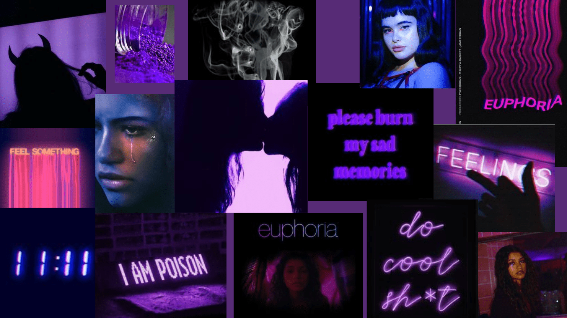 A collection of purple and black images - IMac, Euphoria