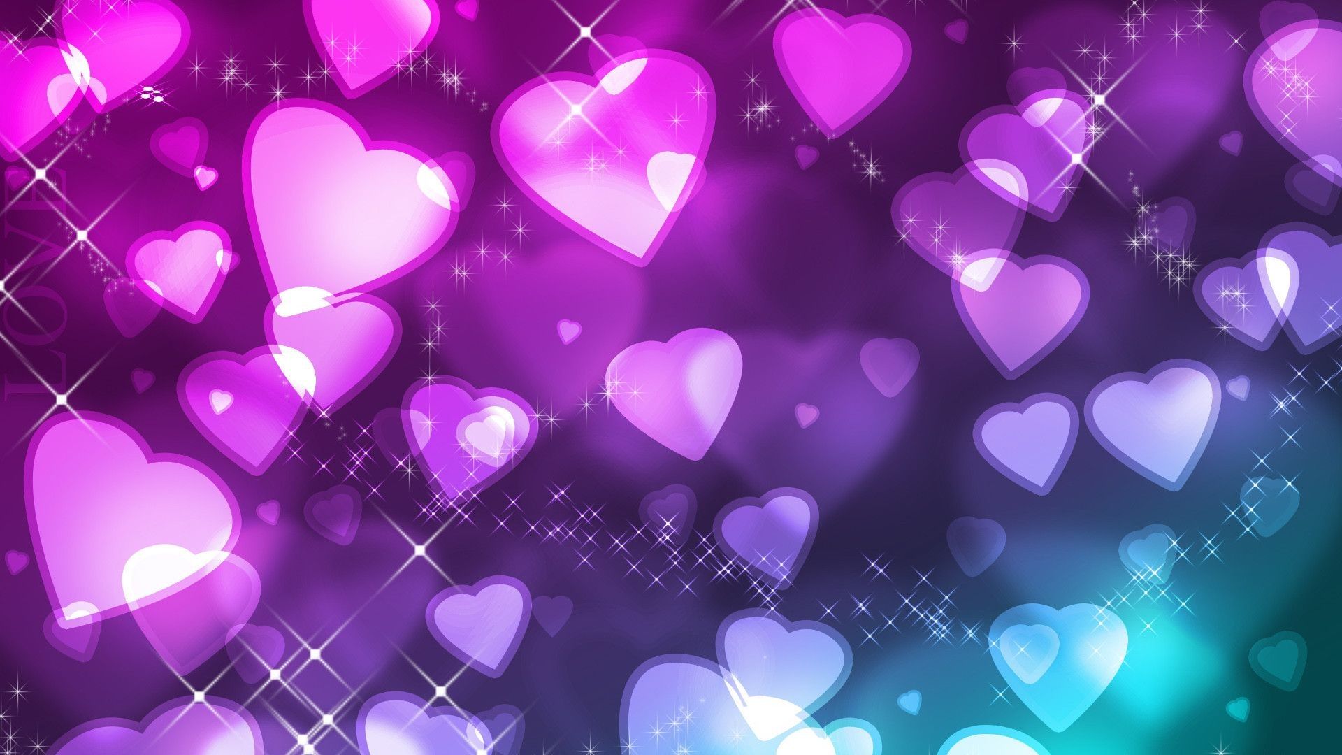 A purple and pink heart background with stars - Heart