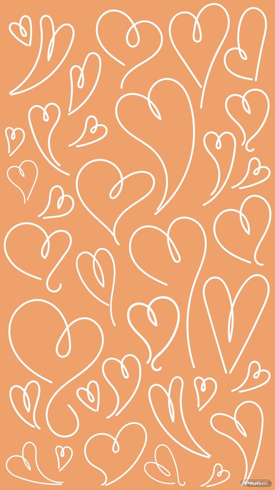 A drawing of many hearts on an orange background - Heart