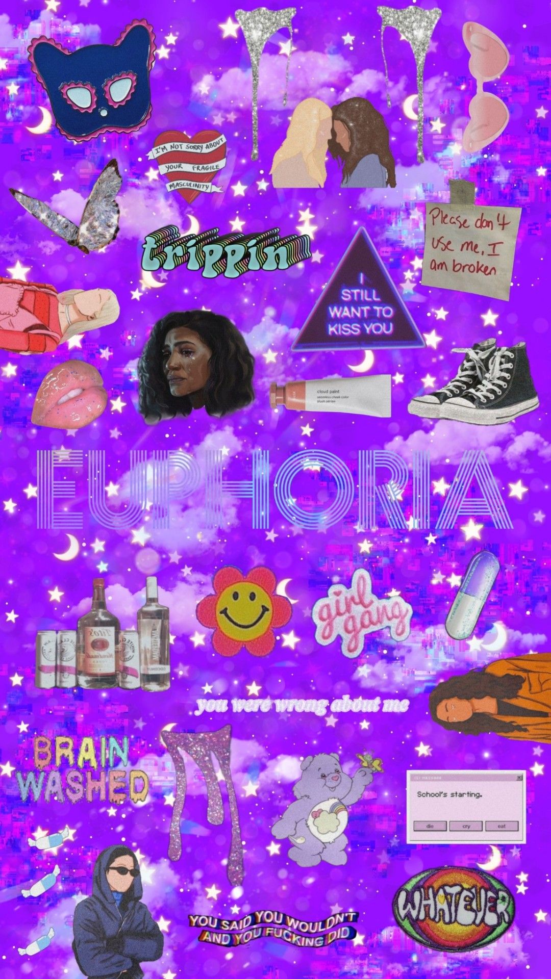 A collection of stickers on purple background - Euphoria