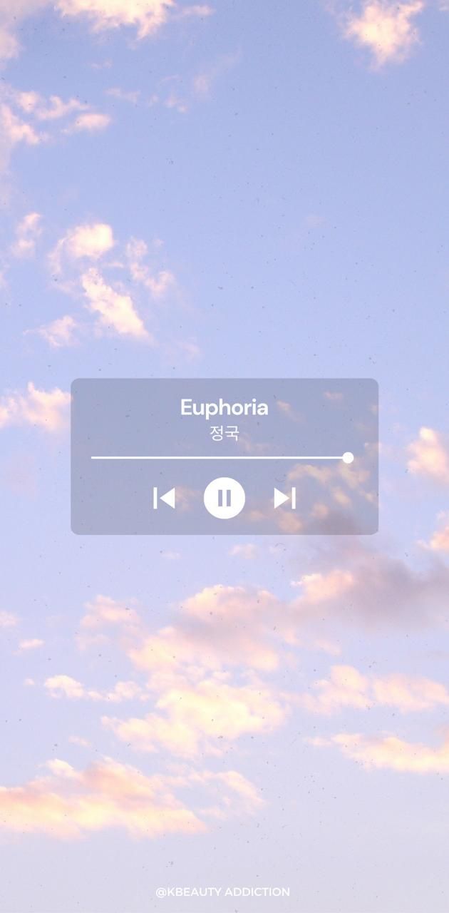 Aesthetic phone wallpaper of a sky with clouds and a music player. - Euphoria