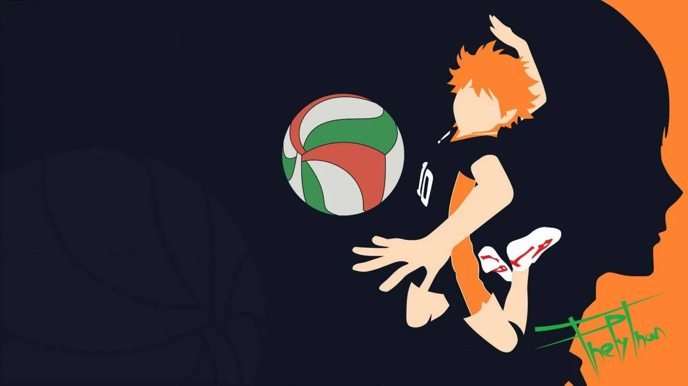 Download Minimalist Hinata Hitting A Volleyball Haikyuu Aesthetic Wallpaper